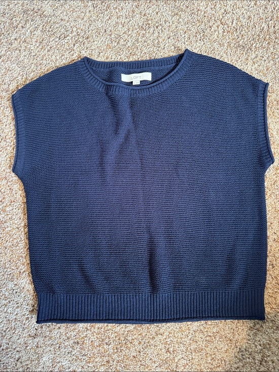 LOFT Sweaters - LOFT Navy Sleeveless Crewneck Sweater Shell, medium